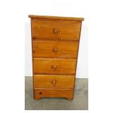 Small four drawer chest. 17"×10"×30".