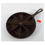 Cast iron wedge corn bread skillet, 9", made in