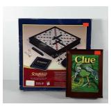 Board games, includes Scrabble and Clue, both