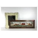 Folk art style picture 40x13 and mirror 21x25