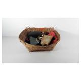 Large basket of purses, hand bags, and wallets