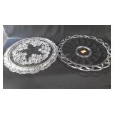 Two glass cake plates, 13" and 13.5"