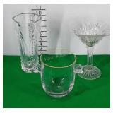 Glassware, lead crystal vase, pedestal candy