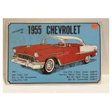 Tin advertising sign for 1955 Chevrolet. 18"×12".