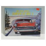 Tin advertising sign for 1955 Chevrolet. 16"×12".