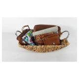 Basket of wallets, phone cases and glasses holder
