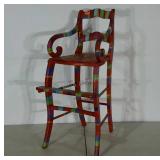 Hand Painted high chair, very colorful, 22 " to