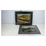 Two railroad train prints, 
