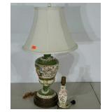Two ceramic table lamps, largest measures 30"