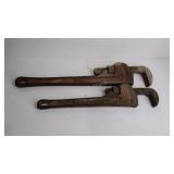 pipe wrenches, the Ridgewood co 14in and 18in
