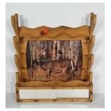 Wooden gun rack with storage underneath for