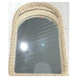 Wicker wrapped arched mirror, 27x47