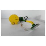 Toys, John Deere weed wacker and wooden pacman