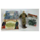 Plastic army men, includes one GI Joe, bag of