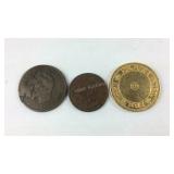 3 early coins 2 dated 1855