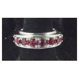 Size 7 Swarovski ruby crystal platinum bond