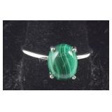 Size 10 Sterling 3.75ct  African malachite