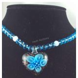 Murano style blue and white glass calla lily