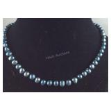 18-20in peacock blue cultured freshwater pearl