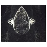 Size 8 Sterling 6.5ct shungite solitaire ring