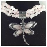 18in Galilea rose quartz chip necklace with