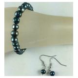 Peacock blue cultured freshwater pearl stainless