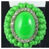Size 7 green chroma and Austrian crystal goldtone