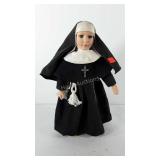 Porcelain doll, Nun with stand, 16", missing