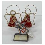 Three leaded glass angels