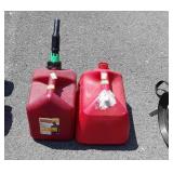 Two Gas Cans, one missing nozzle and cap, 2.5