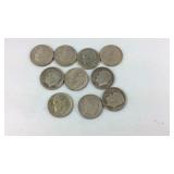 10 Roosevelt dimes mixed dates