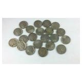 21 Buffalo nickels all dates worn