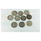 10 Roosevelt dimes silver mixed dates
