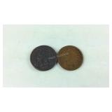 Indian head pennies 1905 and 1863