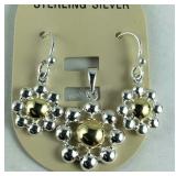 Sterling silver earrings and pendant set