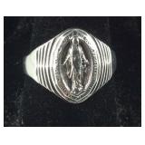 Sterling Silver Religious St Ring, 3.8 grams ,