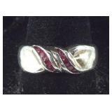 Genuine Ruby Ring, Sterling silver size 9