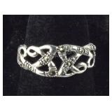 Sterling Silver Marcasite Ring Signed Solvar, 2.3