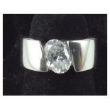 Sterling Silver Channel Set Oval Cut CZ Ring, 5.5