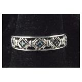 Sterling Silver Genuine Blue Diamond 5-Stone