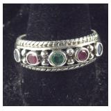 Sterling Silver Genuine Emerald, Ruby & Sapphire