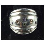 Sterling Silver Multi-Stone Dome Ring (Missing 1