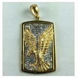 Sterling Silver Gold over Silver Eagle CZ Pendant