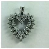 Sterling Silver CZ Cluster Heart Pendant, 3.1