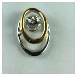 Sterling Silver Rocking CZ Two-Tone Pendant, 2.6