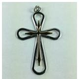 Sterling Silver Two-Tone Cross Pendant, 2.4 grams
