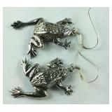 Sterling Silver Frog Fish Hook Earrings, 6.9