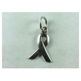 Sterling Silver  Ribbon Charm Signed SJC, 0.7