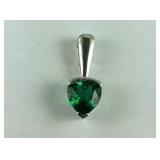 Sterling Silver Emerald Heart Pendant Unknown