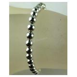 Sterling Silver Beaded Silver Bracelet, 6.7 grams